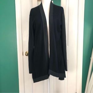 Eileen Fisher black /gray long open cardigan M/M